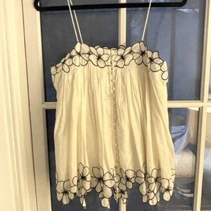 Rare Catherine Malandrino Floral Embroidered Blouse; Off-white; Size M
